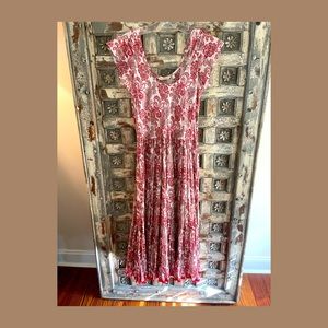 Soft surroundings Red & Pale Green Full Skirt Dress